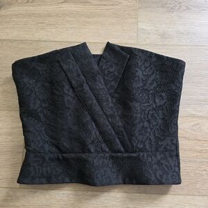 PRISTINE Jenni Kayne Black Satin Bustier Top Size 8 Black Lace Side Zip